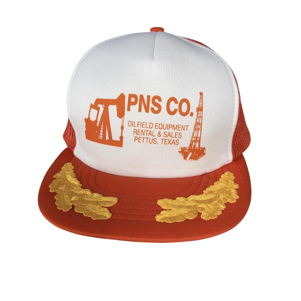 Vintage PNS Co KAP II Hat Cap Snap Back Mens One Size Orange Oilfield Texas 80s